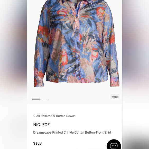 Nic+Zoe Womens Button Up Dreamscape Crinkle Shirt Size XL Multicolor Floral - Picture 11 of 11